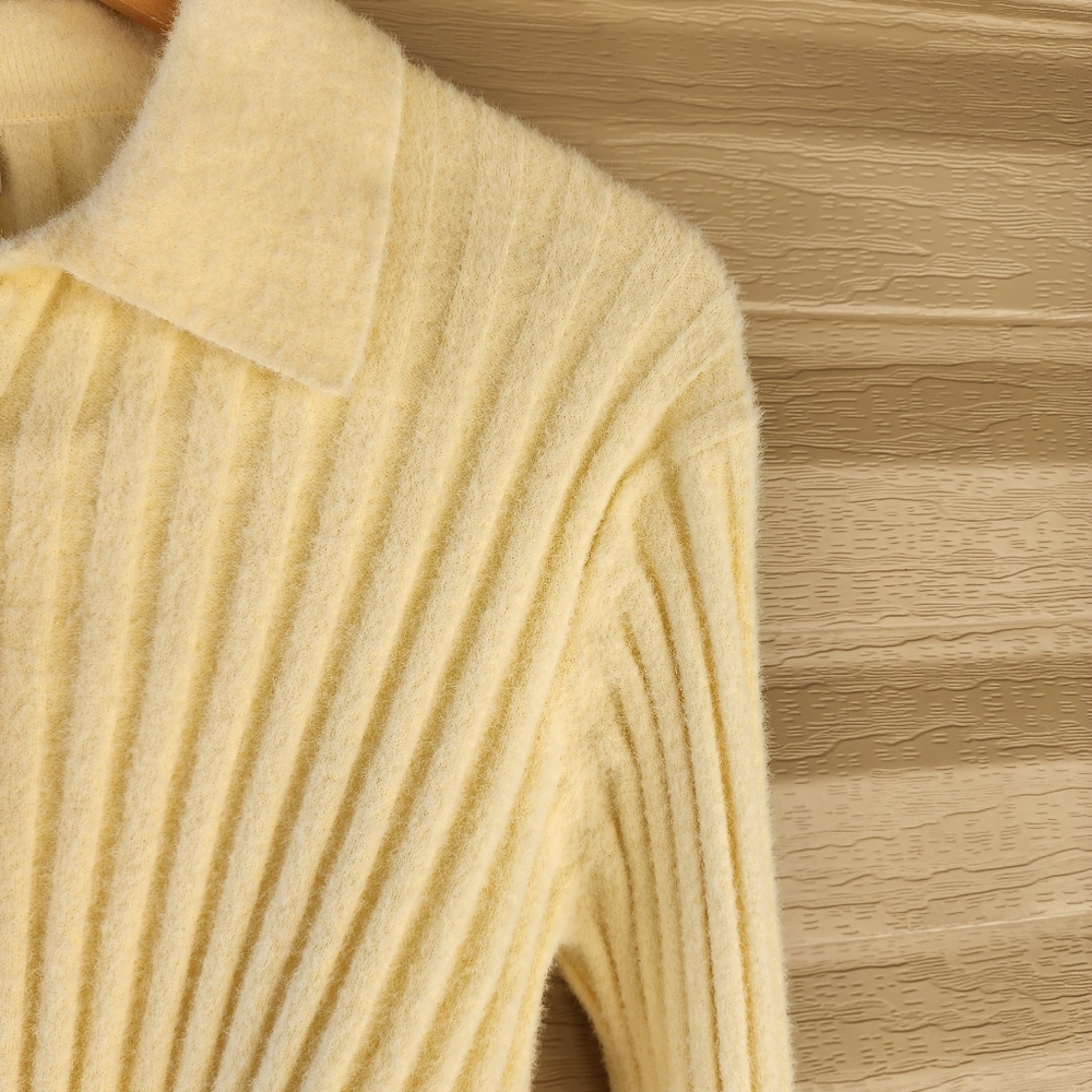 Zara Light Yellow Ribbed Sweater - Picture 8 of 11